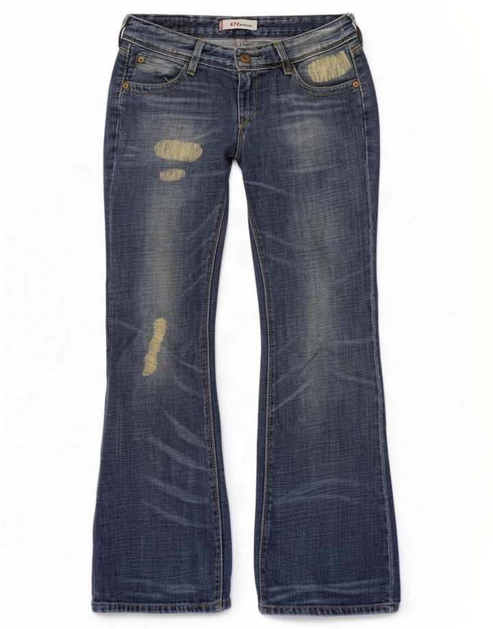 Levi's Womens 572 Low Waist Distressed Bootcut Jeans W28 L30 Blue Cotton