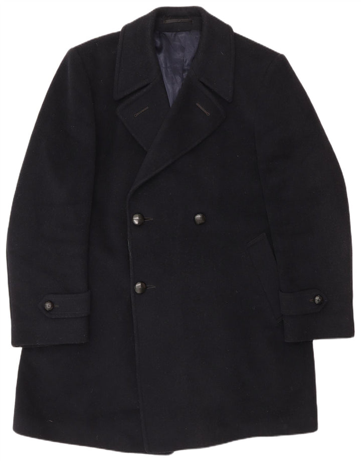 Vintage Mens Double Breasted Coat UK 40 Large Navy Blue