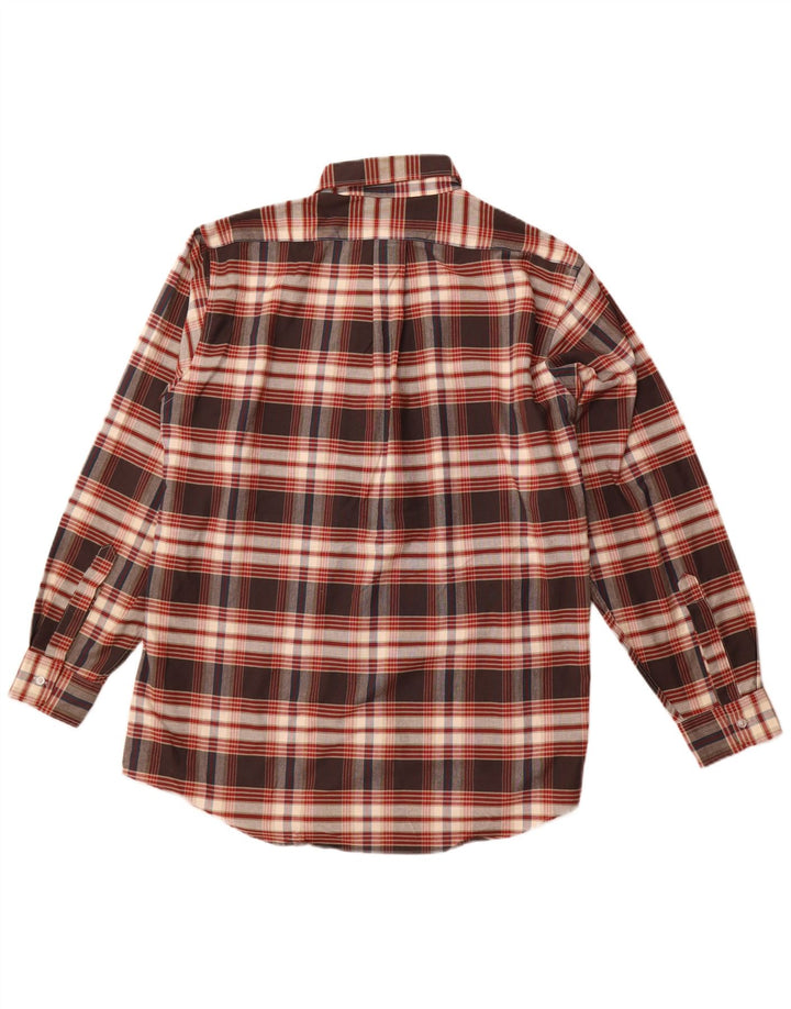 L.L.Bean Mens Shirt Size 16 1/2 Large Brown Check Cotton