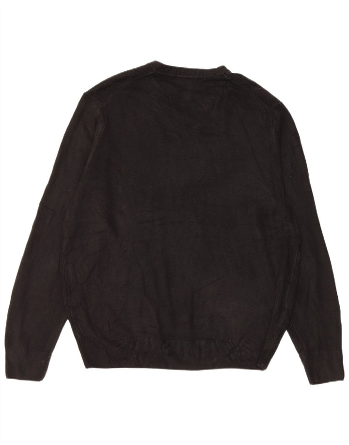 Dockers Mens V-Neck Jumper Sweater XL Black Acrylic