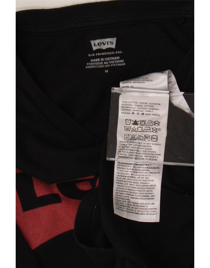 LEVI'S Womens Graphic T-Shirt Top UK 14 Medium Black Cotton