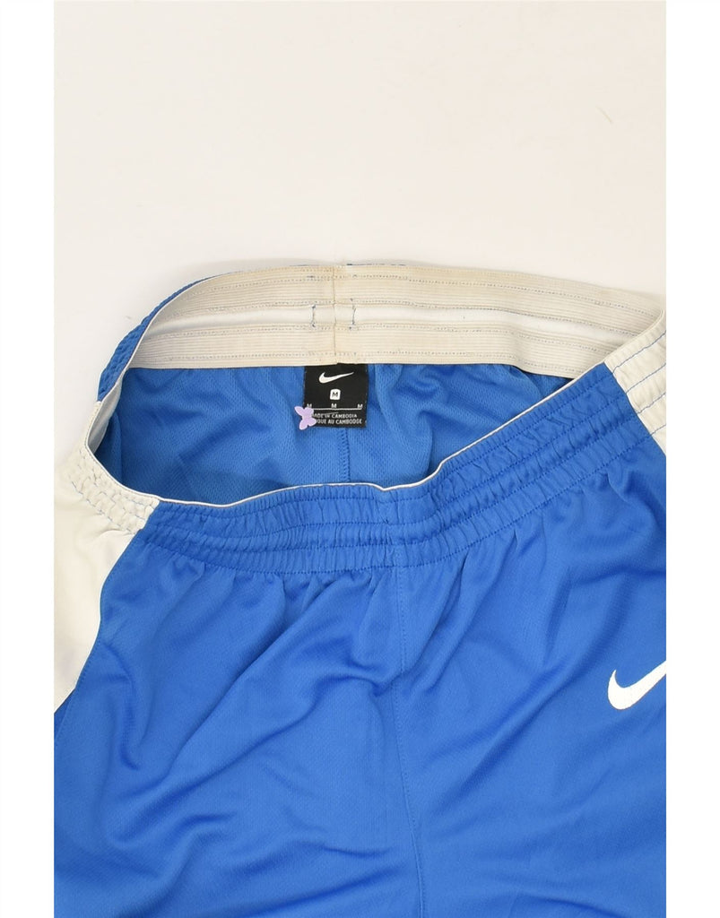 NIKE Mens Graphic Sport Shorts Medium Blue Colourblock Polyester | Vintage Nike | Thrift | Second-Hand Nike | Used Clothing | Messina Hembry 