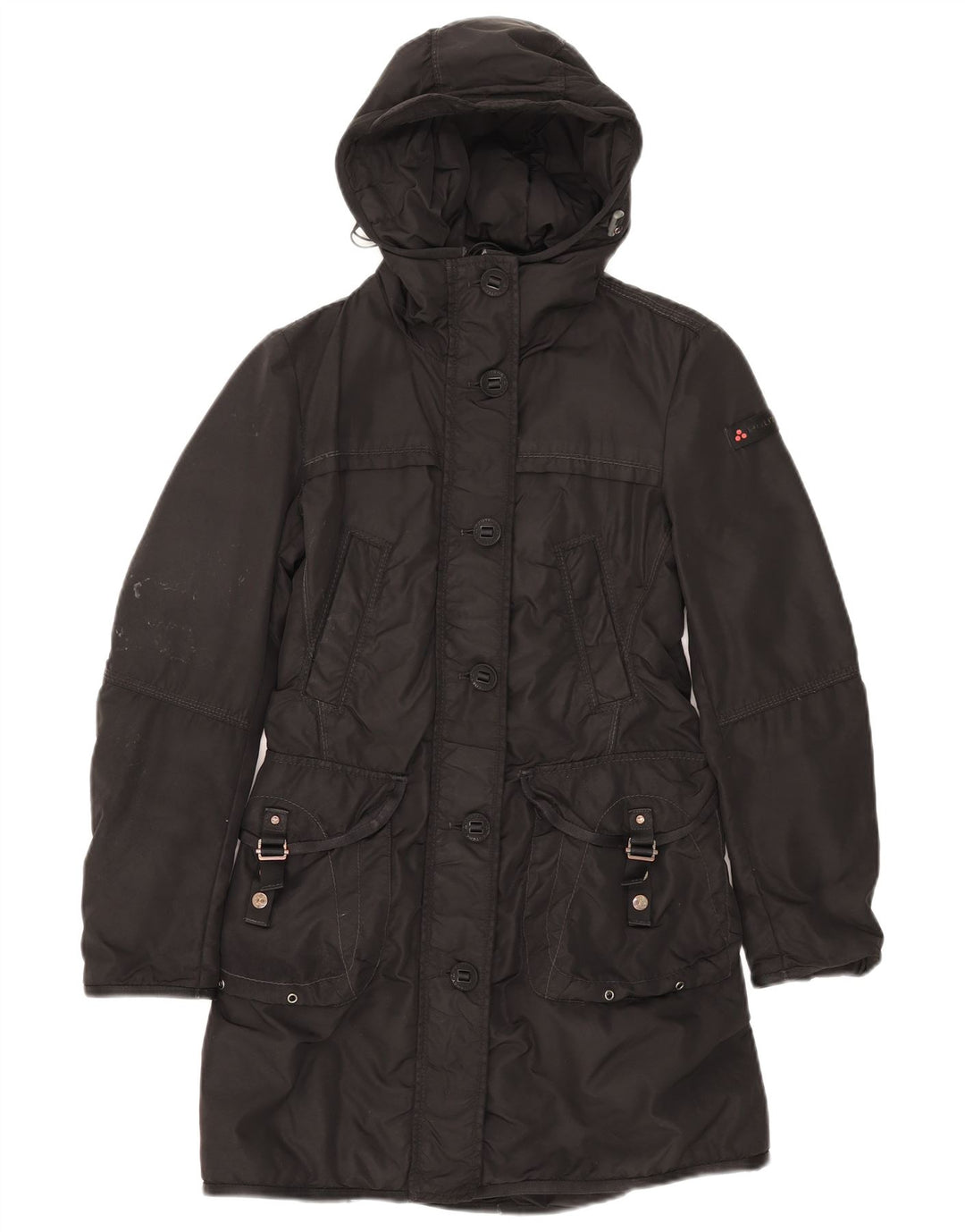 PEUTEREY Womens Hooded Padded Coat IT 40 Small Black Polyamide