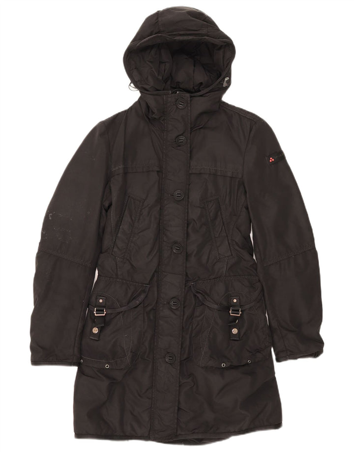 PEUTEREY Womens Hooded Padded Coat IT 40 Small Black Polyamide