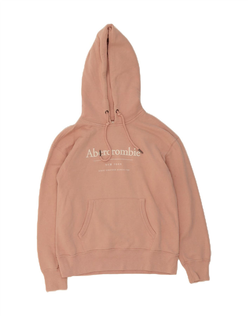ABERCROMBIE & FITCH Womens Graphic Zip Hoodie Sweater UK 2 2XS Pink Cotton Vintage Abercrombie & Fitch and Second-Hand Abercrombie & Fitch from Messina Hembry 