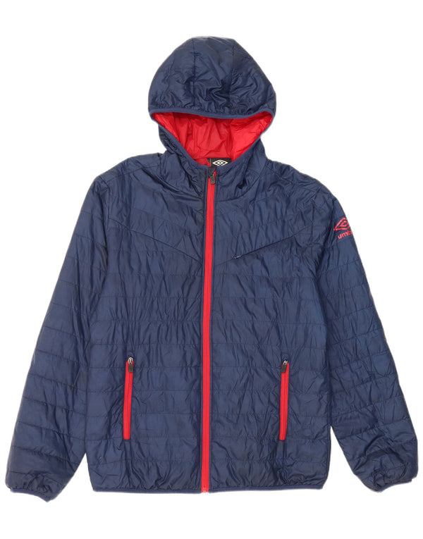 Umbro Mens Hooded Padded Jacket UK 40 Large Navy Blue Polyester