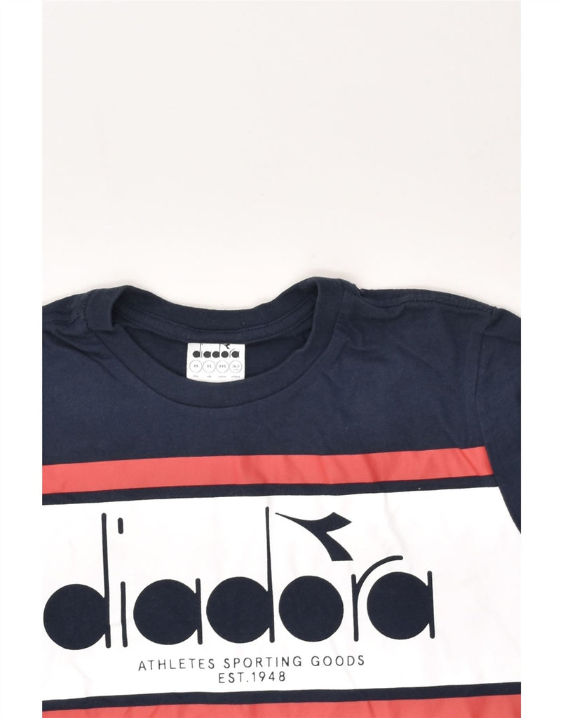 DIADORA Mens Graphic T-Shirt Top XS Navy Blue Cotton | Vintage Diadora | Thrift | Second-Hand Diadora | Used Clothing | Messina Hembry 