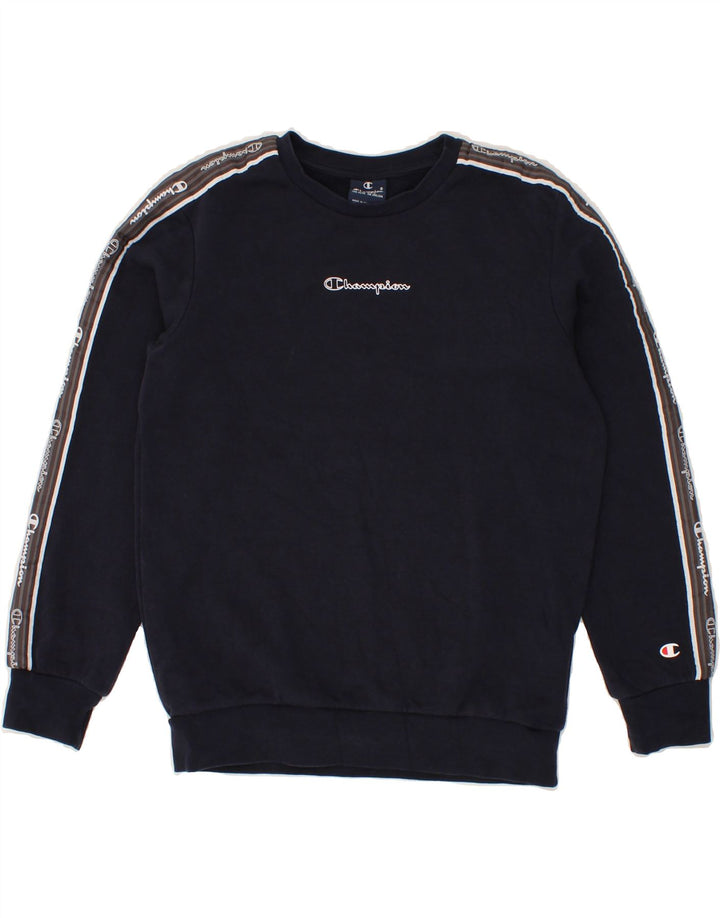 CHAMPION Boys Graphic Sweatshirt Jumper 11-12 Years Large  Navy Blue Vintage Champion and Second-Hand Champion from Messina Hembry 