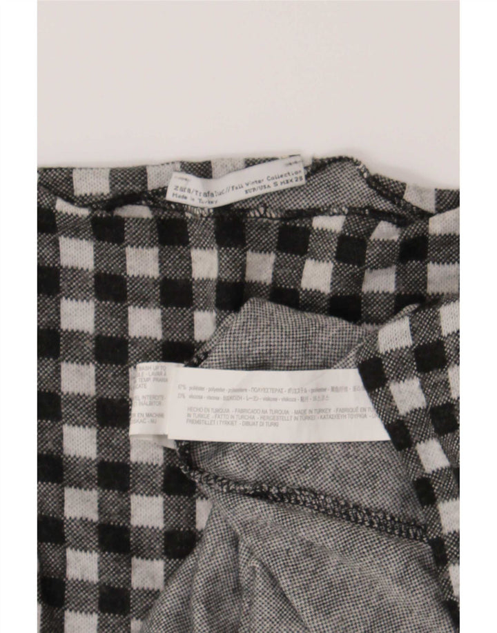 Zara Womens Trafaluc Oversized Top Long Sleeve UK 10 Small Black Gingham