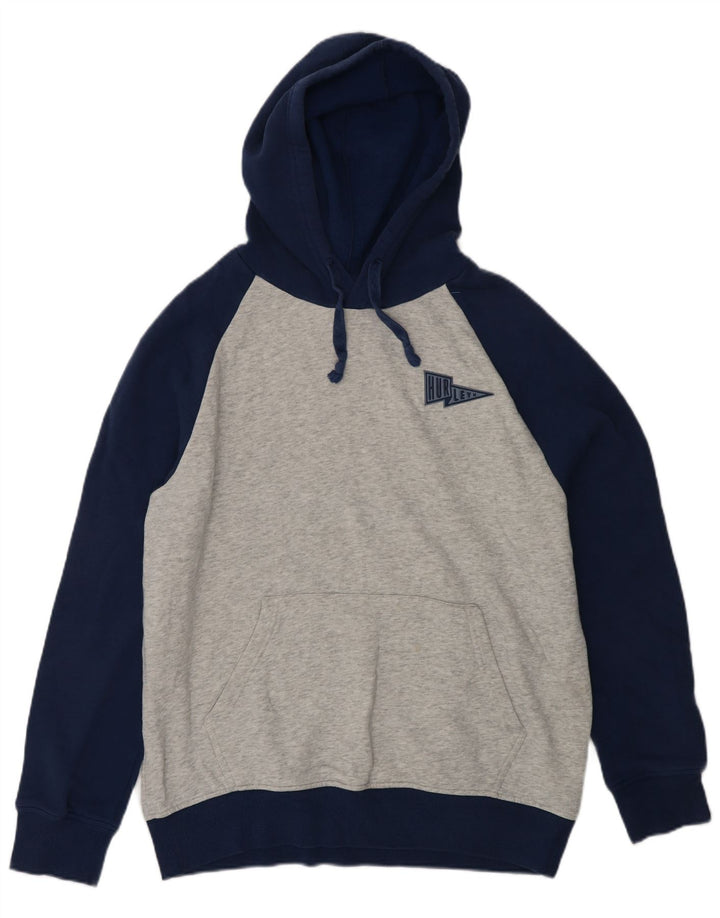 HURLEY Mens Hoodie Jumper Medium Grey Colourblock Cotton