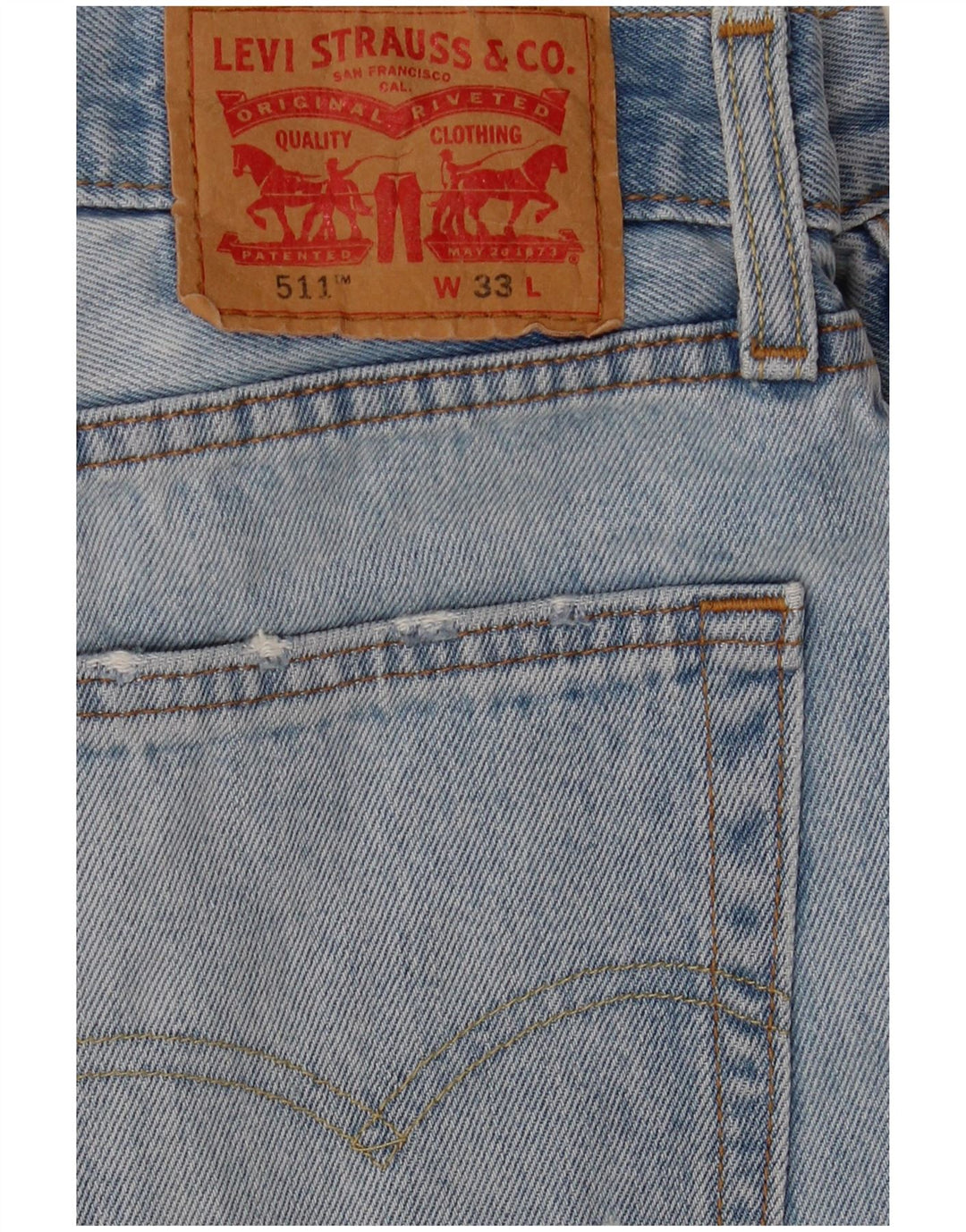 Levi's Mens 511 Slim Fit Distressed Denim Shorts W33 Medium Blue Cotton
