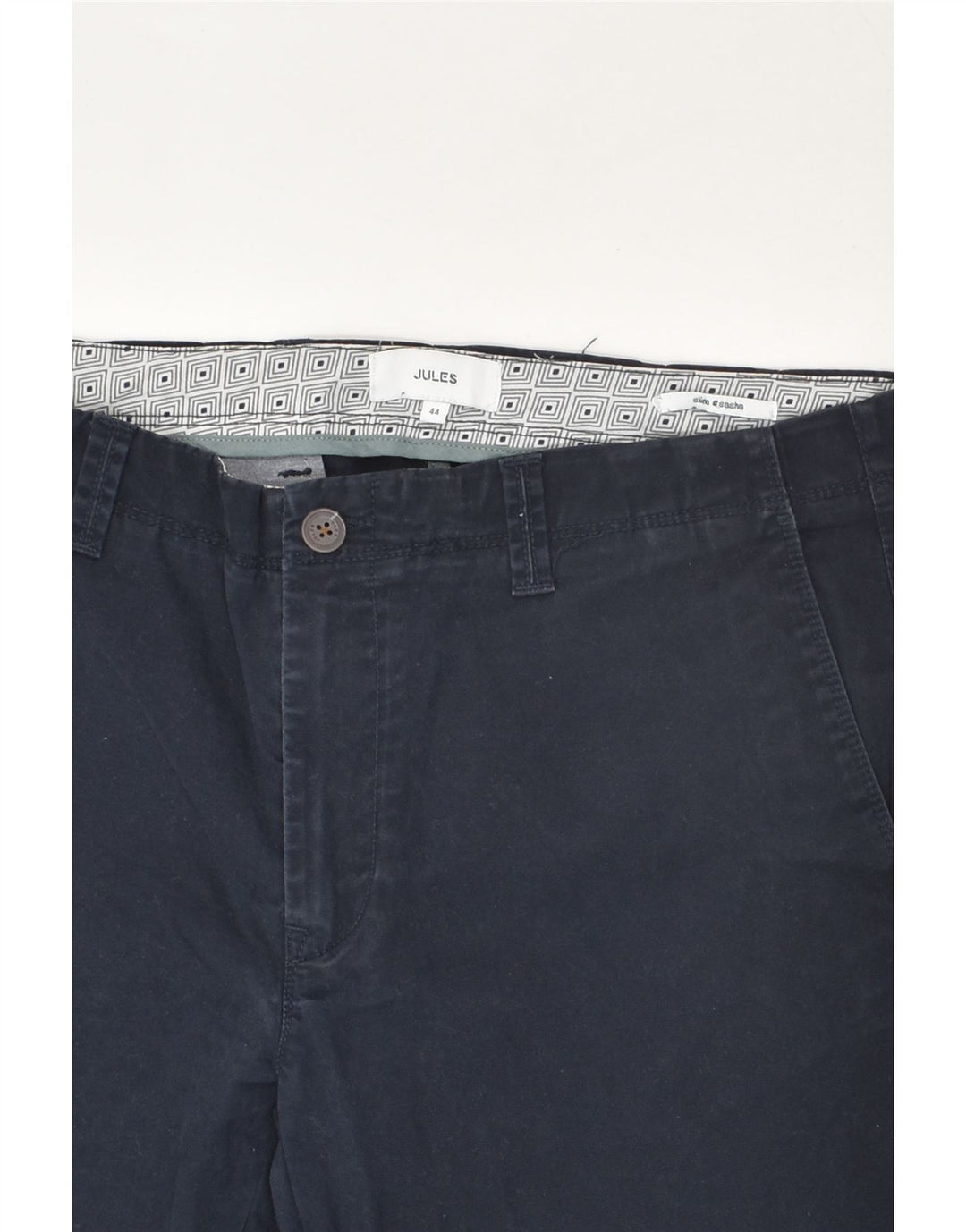 JULES Womens Slim Fit Chino Trousers EU 44 XL W36 L33  Navy Blue Cotton | Vintage Jules | Thrift | Second-Hand Jules | Used Clothing | Messina Hembry 