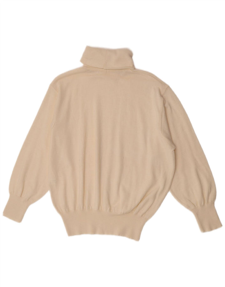 Vintage Mens Roll Neck Jumper Sweater IT 48 Medium Off White Polyacrylic