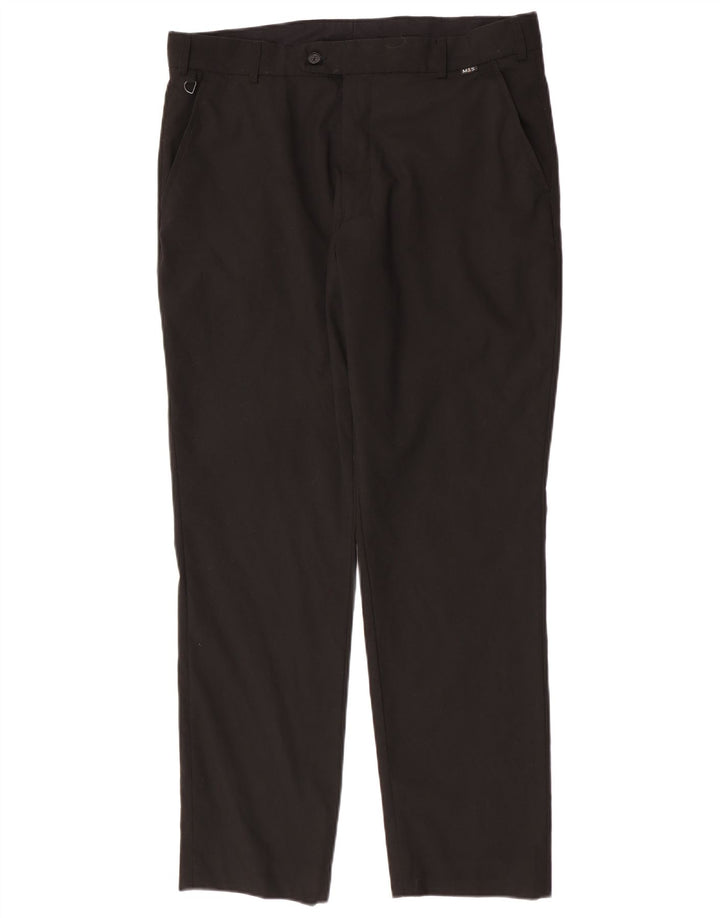 Marks & Spencer Mens Straight Chino Trousers W36 L30 Black Polyester