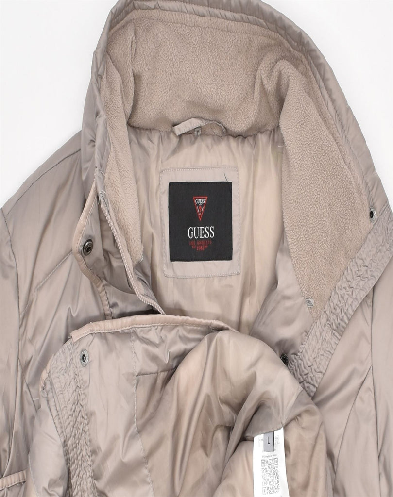 GUESS Womens Padded Coat UK 14 Large Beige Polyester | Vintage | Thrift | Second-Hand | Used Clothing | Messina Hembry 