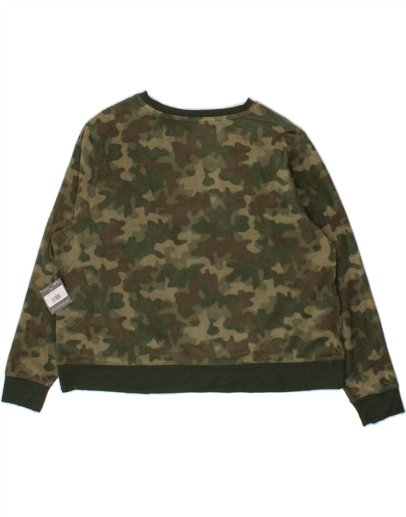 EDDIE BAUER Womens Fleece Jumper UK 20 2XL Khaki Camouflage Polyester Vintage Eddie Bauer and Second-Hand Eddie Bauer from Messina Hembry 