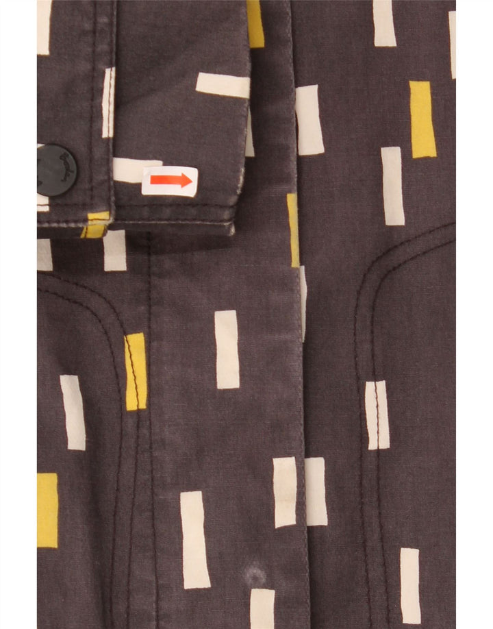 BODEN Womens Hooded Overcoat UK 10 Small Grey Geometric Cotton Vintage Boden and Second-Hand Boden from Messina Hembry 
