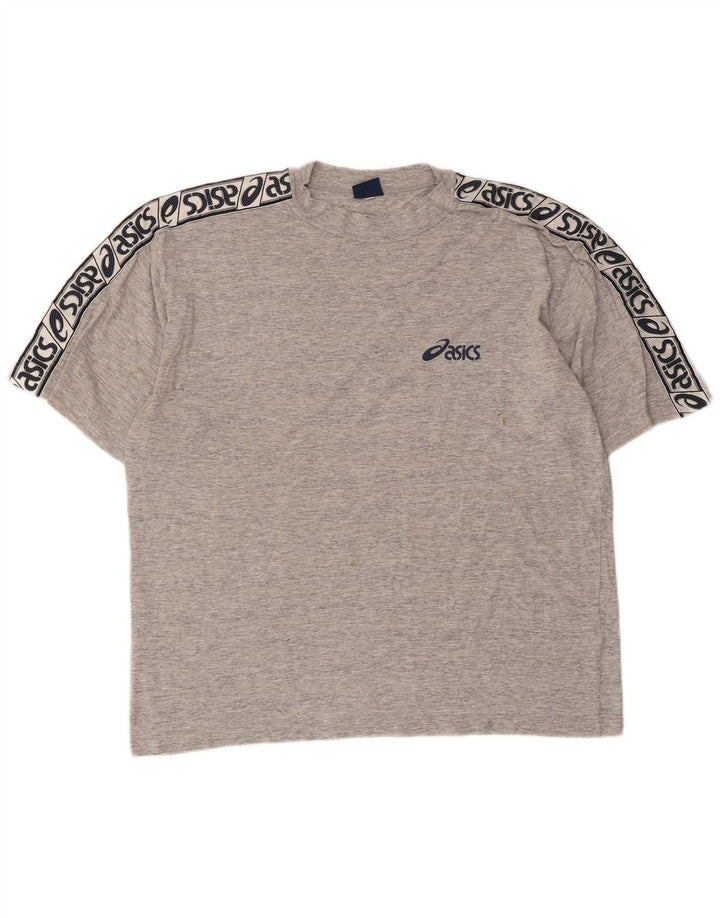 ASICS Mens Graphic T-Shirt Top Large Grey Flecked Cotton
