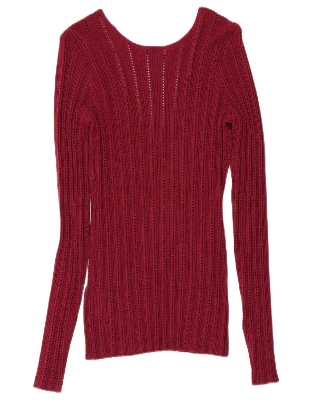GUESS Womens V-Neck Jumper Sweater UK 12 Medium Burgundy Rayon