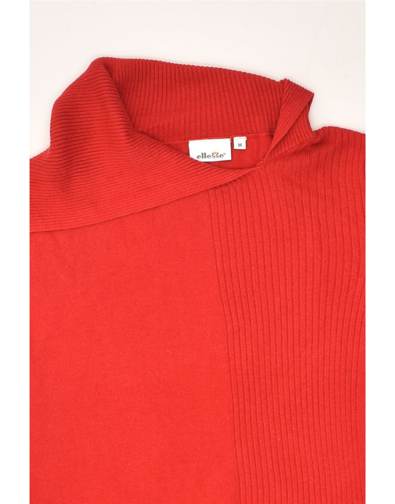 ELLESSE Womens Roll Neck Jumper Sweater UK 12 Medium Red Cotton | Vintage Ellesse | Thrift | Second-Hand Ellesse | Used Clothing | Messina Hembry 