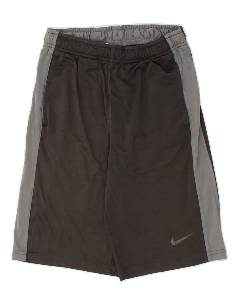 NIKE Boys Dri Fit Bermuda Sport Shorts 10-11 Years Medium Grey Colourblock Vintage Nike and Second-Hand Nike from Messina Hembry 