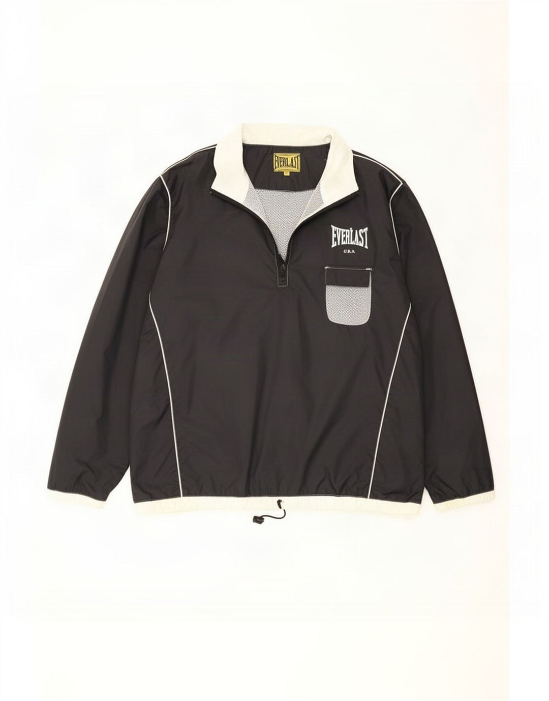 Everlast Mens Graphic Pullover Rain Jacket UK 40 Large Black Nylon