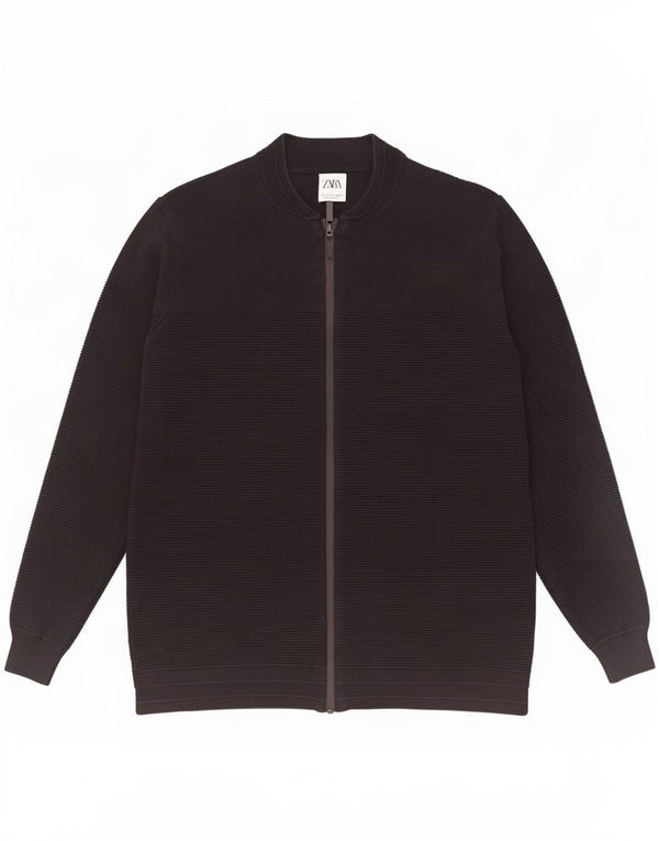 Zara Mens Cardigan Sweater Large Black Cotton
