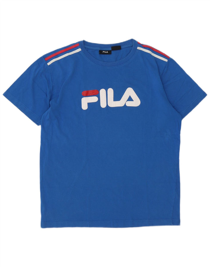 Fila Mens Graphic T-Shirt Top Large Blue Cotton