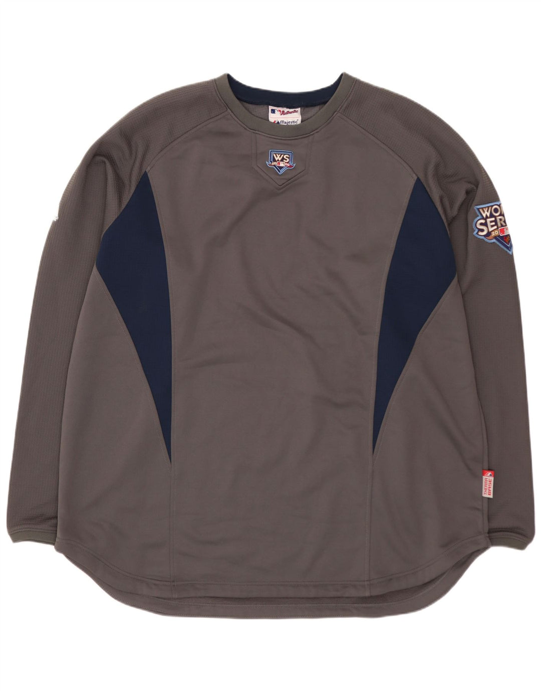 MAJESTIC Mens Wilson Graphic Top Long Sleeve XL Grey Colourblock Polyester