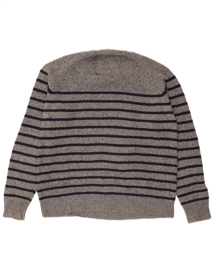 Fat Face Mens Crew Neck Jumper Sweater Medium Grey Striped