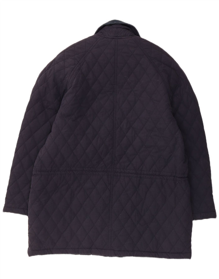 Vintage Mens Quilted Jacket UK 42 XL Navy Blue Polyester