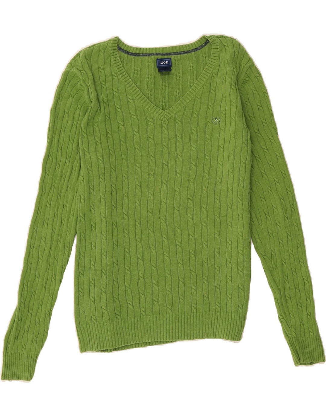 IZOD Womens V-Neck Jumper Sweater UK 14 Medium Green Cotton Vintage Izod and Second-Hand Izod from Messina Hembry 