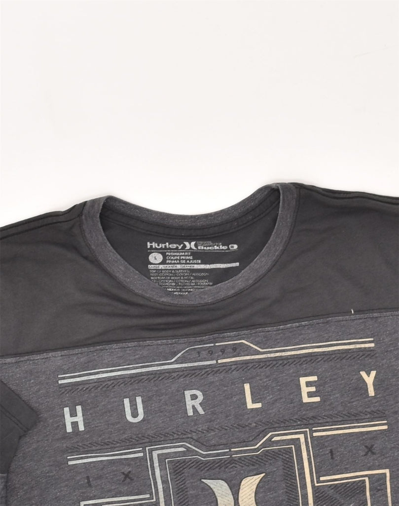 HURLEY Mens Premium Fit Slim Graphic T-Shirt Top Large Grey Colourblock | Vintage Hurley | Thrift | Second-Hand Hurley | Used Clothing | Messina Hembry 