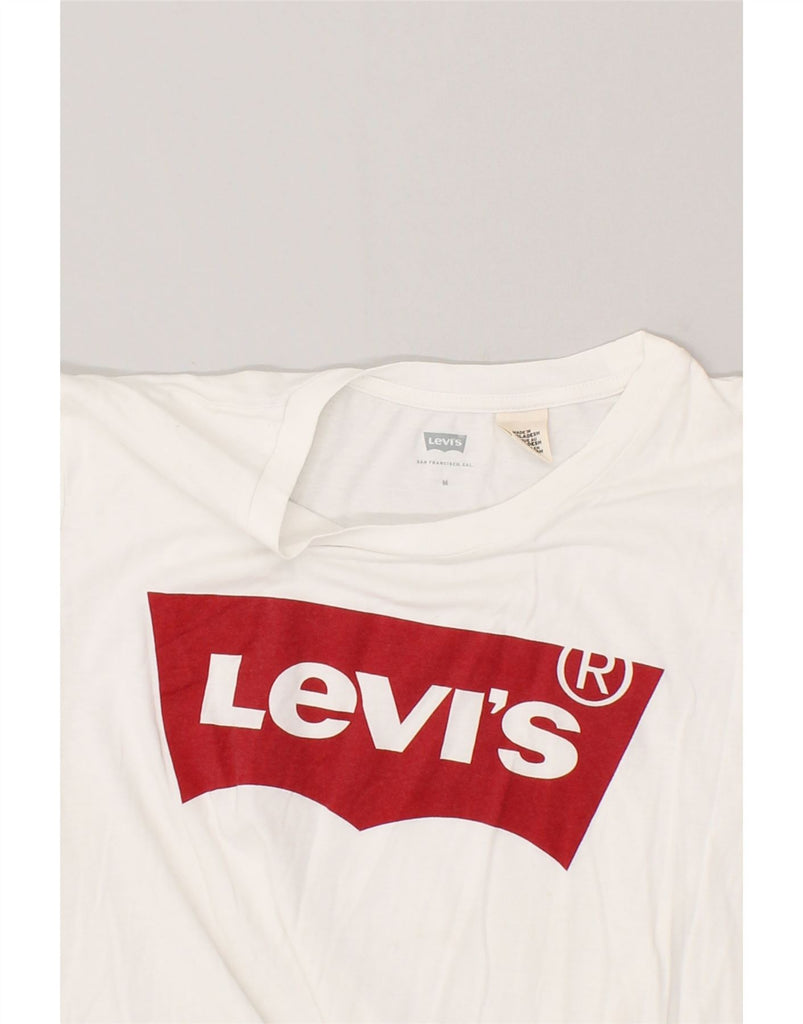 LEVI'S Womens Graphic T-Shirt Top UK 14 Medium White | Vintage Levi's | Thrift | Second-Hand Levi's | Used Clothing | Messina Hembry 