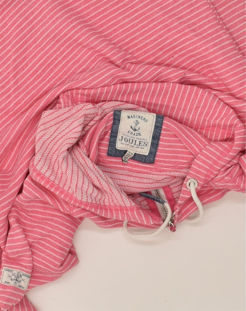 JOULES Womens Loose Fit Zip Hoodie Sweater UK 10 Small Pink Striped Cotton | Vintage Joules | Thrift | Second-Hand Joules | Used Clothing | Messina Hembry 