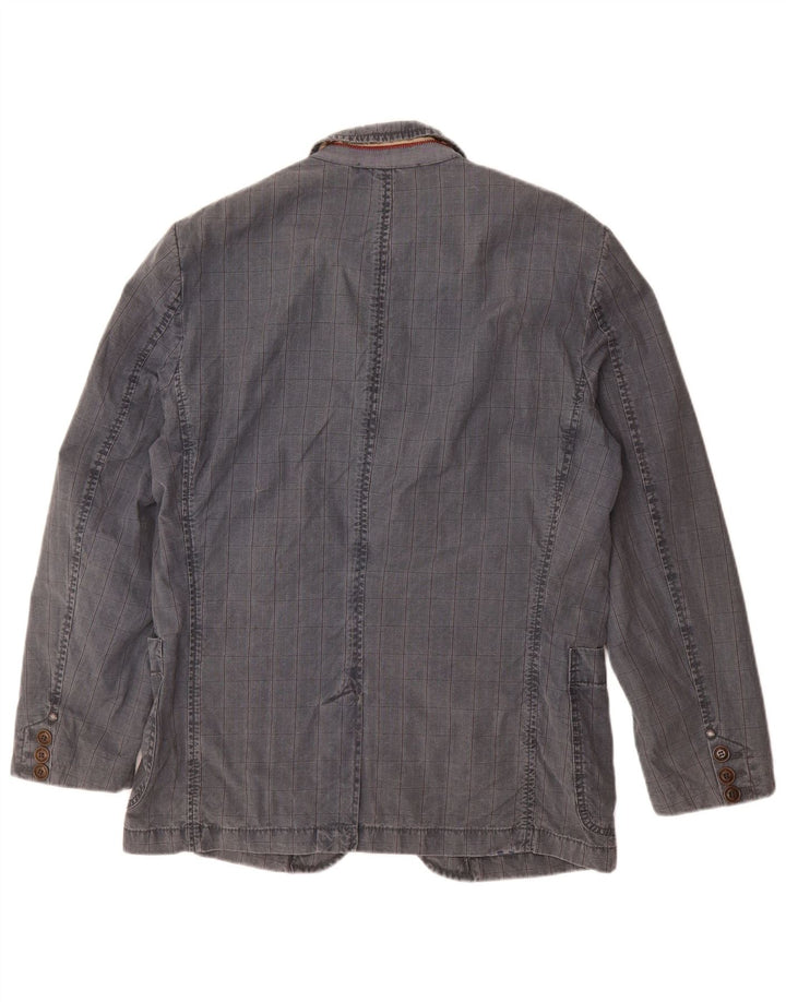 CAMEL ACTIVE Mens 2 Button Blazer Jacket IT 48 Medium Blue Check Cotton