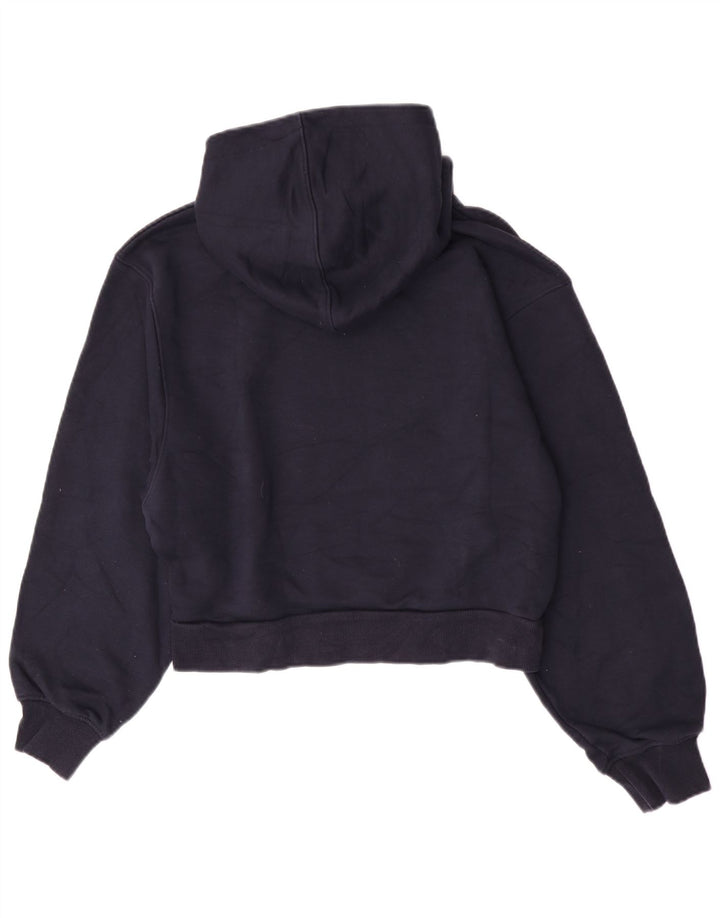 Zara Womens Graphic Hoodie Jumper UK 14 Medium Navy Blue