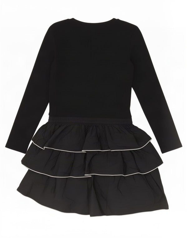 Zara Womens Long Sleeve Tiered Dress UK 14 Large Black Polyester