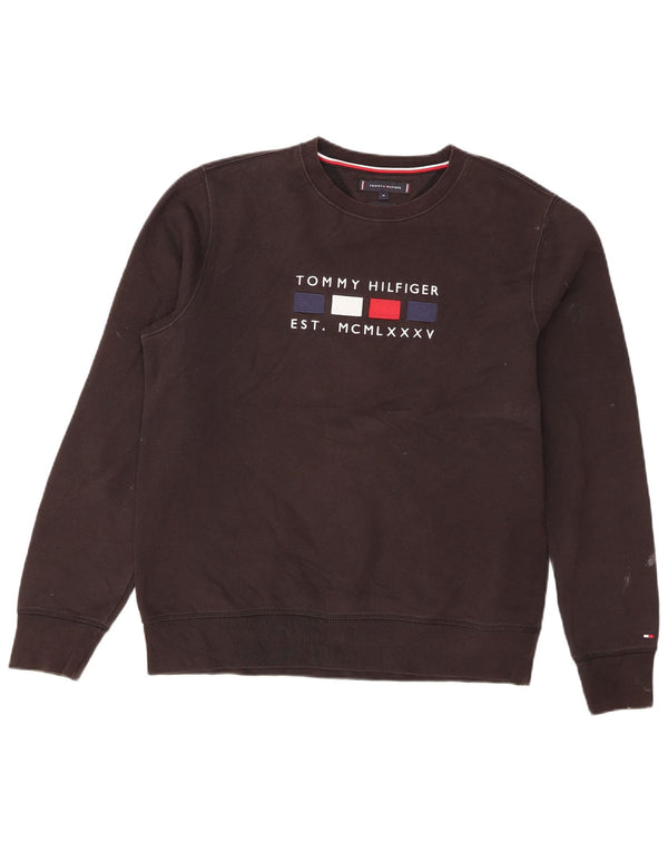 Tommy Hilfiger Mens Graphic Sweatshirt Jumper Medium Black Cotton