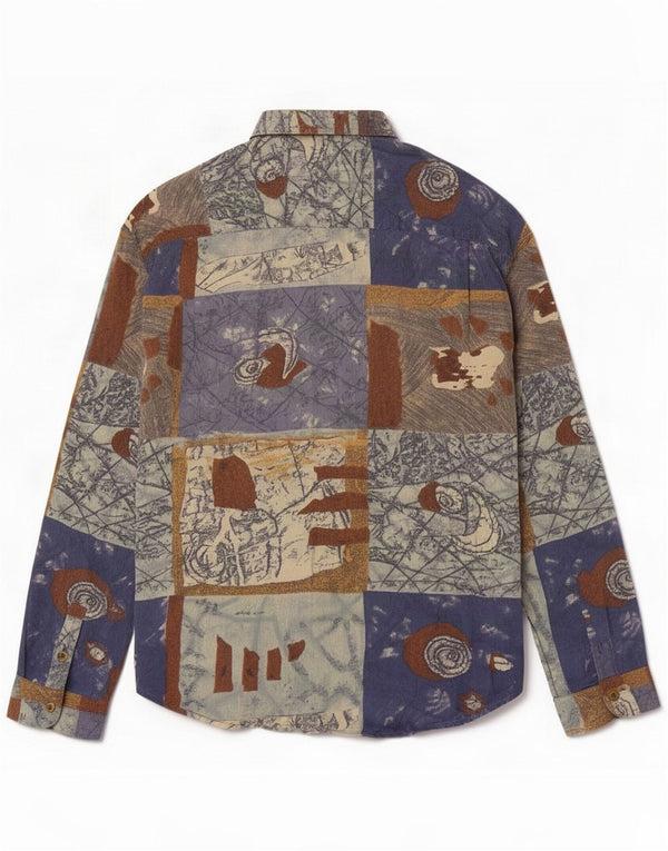 Wampum Mens Shirt Small Multicoloured Patchwork Viscose