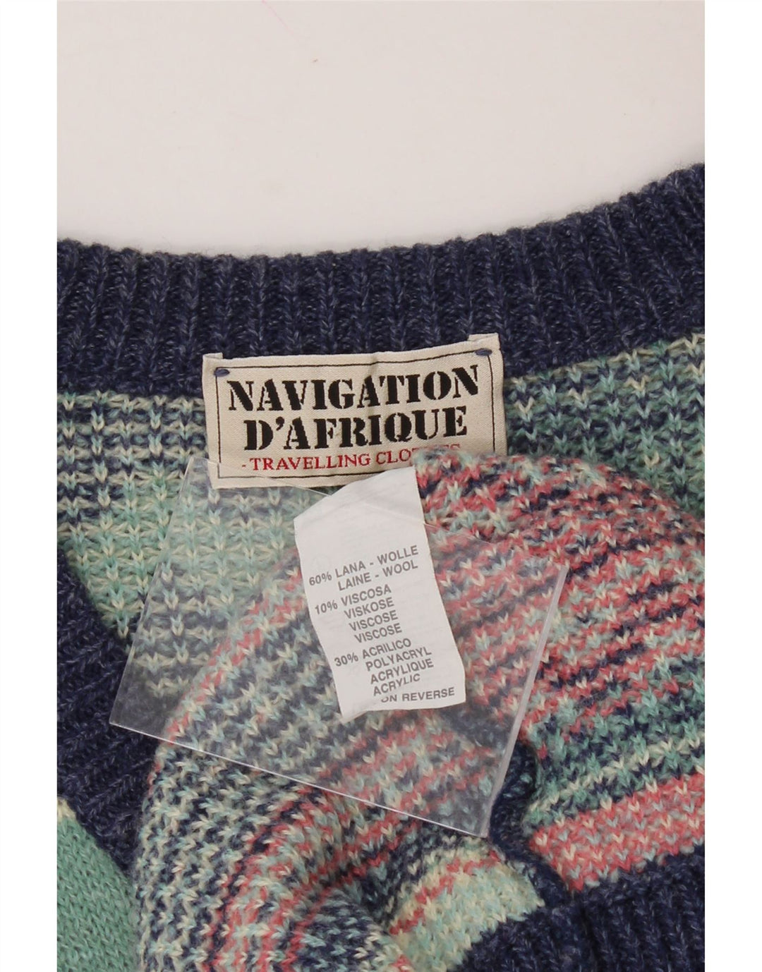 VINTAGE Mens V-Neck Jumper Sweater Medium Green Floral Wool Vintage Vintage and Second-Hand Vintage from Messina Hembry 