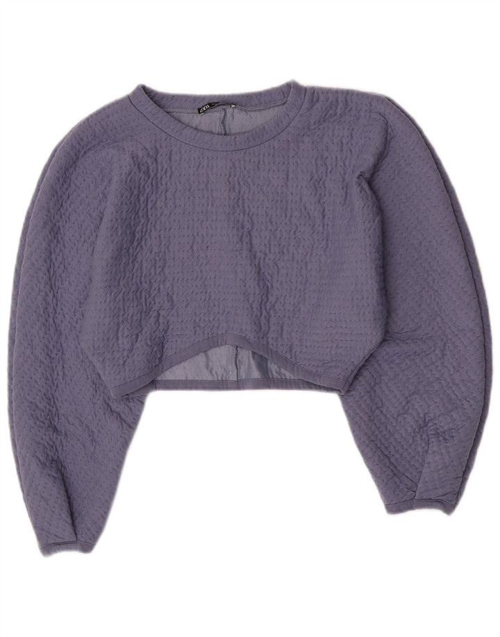 Zara Womens Crop Blouse Top UK 14 Large Purple