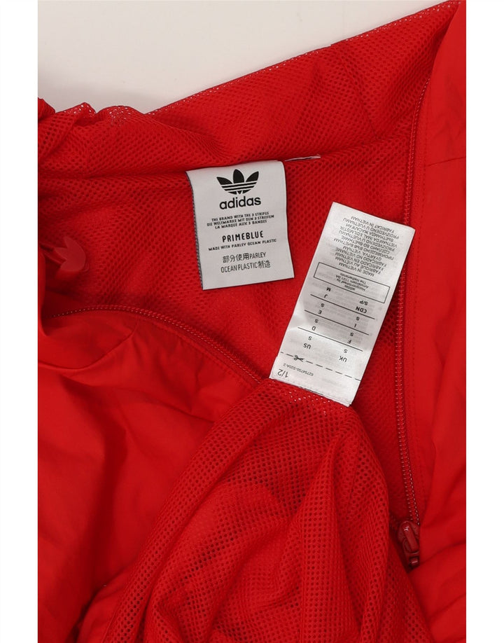 ADIDAS Mens Graphic Hooded Rain Jacket UK 36 Small Red Polyester
