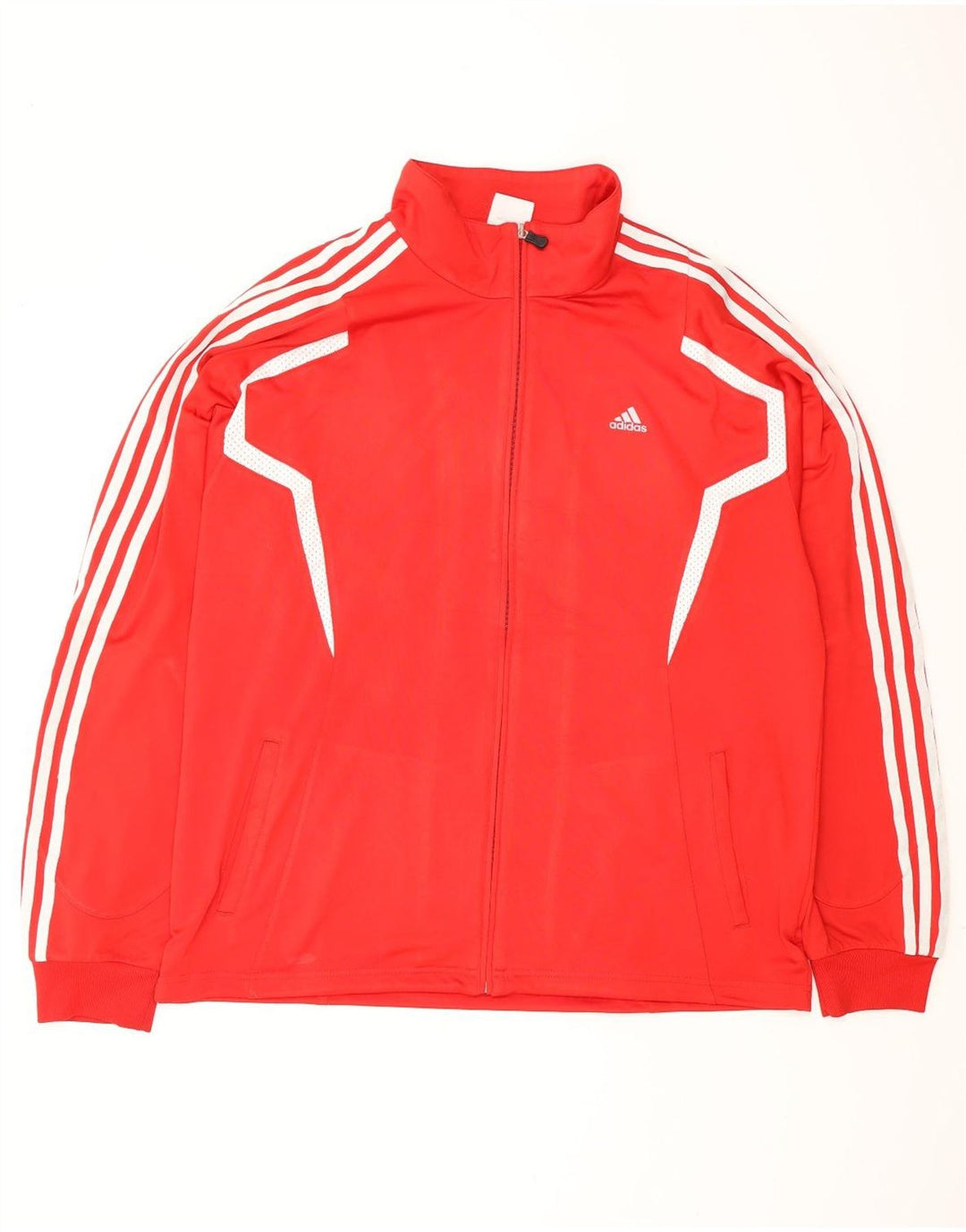 Adidas Mens Tracksuit Top Jacket Large Red Colourblock Polyester