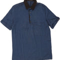 ENNIO MURACCHINI Mens Polo Shirt Medium Navy Blue Spotted Cotton Vintage Ennio Muracchini and Second-Hand Ennio Muracchini from Messina Hembry 