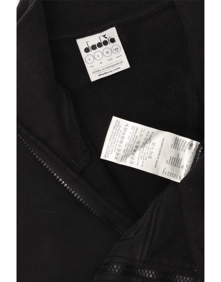 Diadora Mens Tracksuit Top Jacket Large Black Cotton
