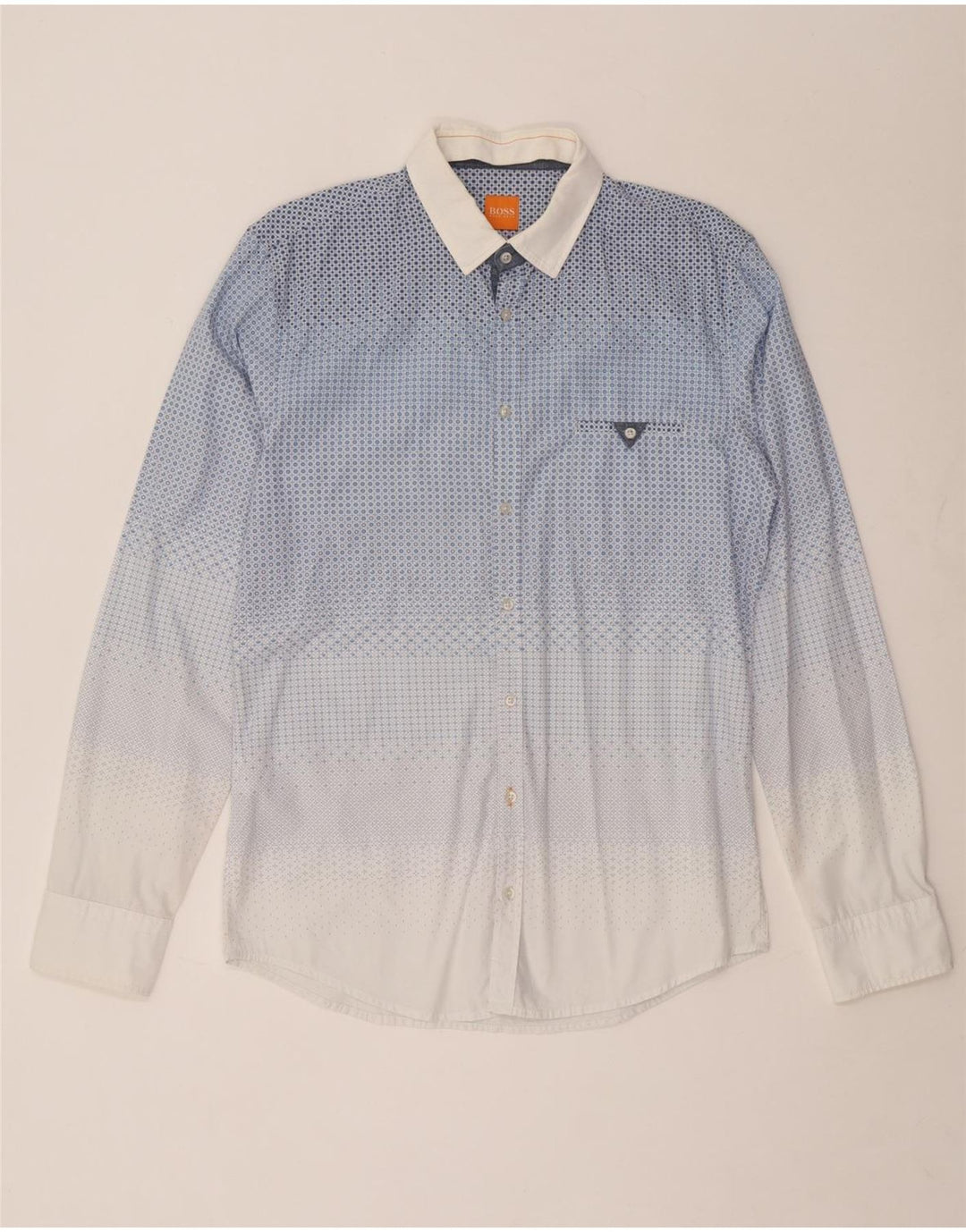 Hugo Boss Mens Shirt Medium Blue Geometric Cotton