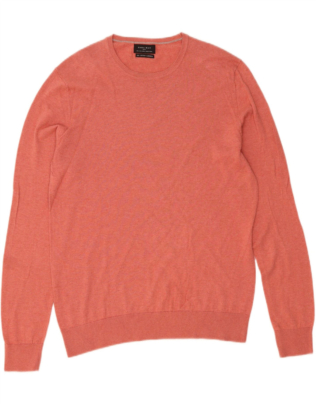 ZARA Mens Crew Neck Jumper Sweater Large Pink Cotton Vintage Zara and Second-Hand Zara from Messina Hembry 