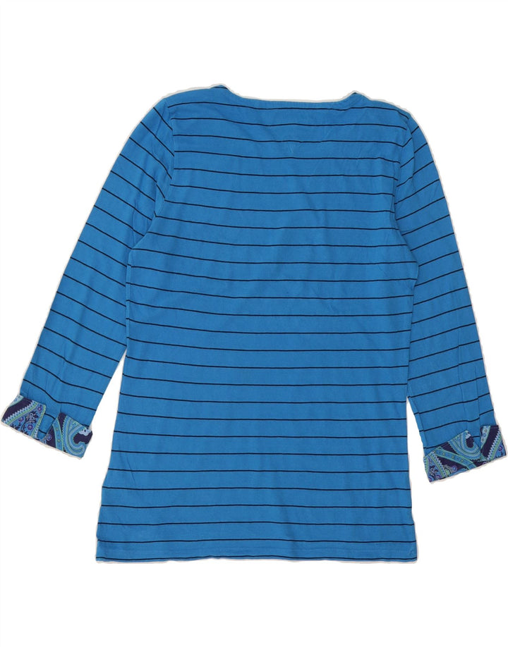 TOMMY HILFIGER Womens Top 3/4 Sleeve UK 12 Medium Blue Striped Cotton Vintage Tommy Hilfiger and Second-Hand Tommy Hilfiger from Messina Hembry 