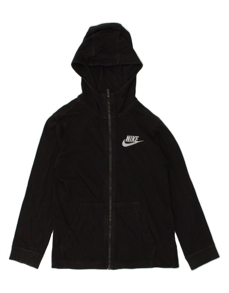 NIKE Boys Zip Hoodie Sweater 8-9 Years Black Cotton | Vintage Nike | Thrift | Second-Hand Nike | Used Clothing | Messina Hembry 